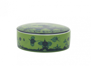 Ginori Oriente Italiano Malchite Round Box w/ Cover